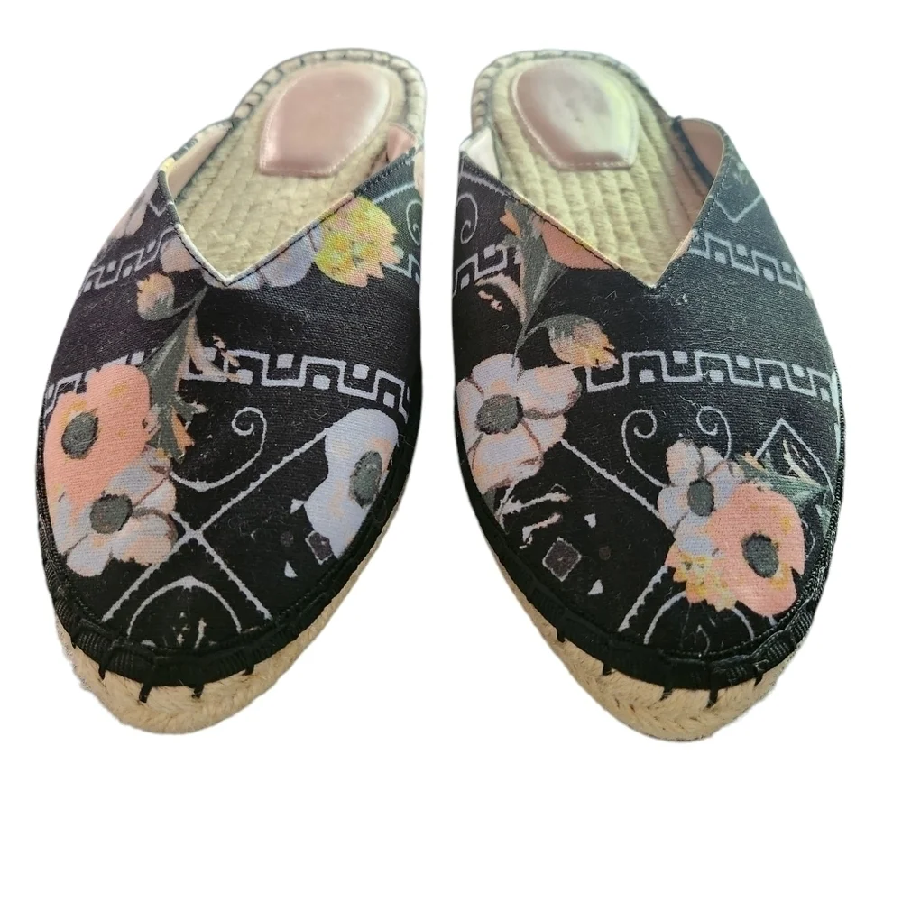 EUC ANTHROPOLOGIE AVEC LES FILLES WOMEN'S BLACK POPPY VAL SLIDE ON SZ9